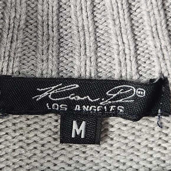 Kian D Mens Sweater Button Cable Knit Gray Size M Long Sleeve Cotton Blend EUC - Picture 3 of 11